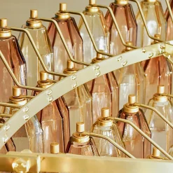 Lampadario in vetro ambra e ametista Gran Prismatico