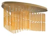 Lampadario In Vetro Ambrato Con Struttura In Finitura Bronzo
