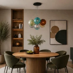 Lampadario in vetro Balloton multicolore a sette luci