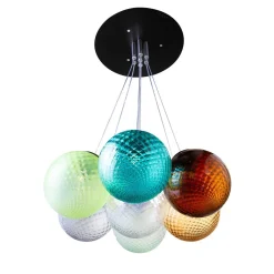 Lampadario in vetro Balloton multicolore a sette luci