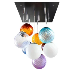 Lampadario in vetro Balloton multicolore a nove luci