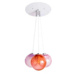Lampadario in vetro Balloton rosa a tre luci