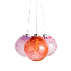 Lampadario in vetro Balloton rosa a tre luci