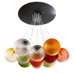 Lampadario in vetro Balloton multicolore a 13 luci
