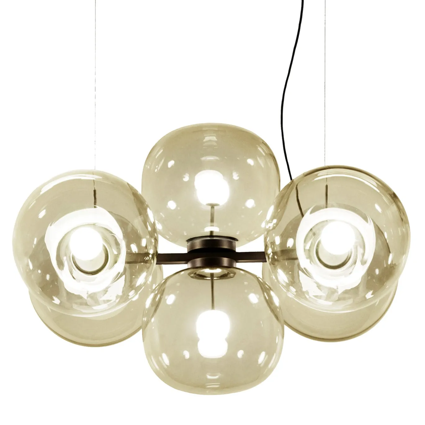Lampadario in vetro champagne a sei luci Jasmine