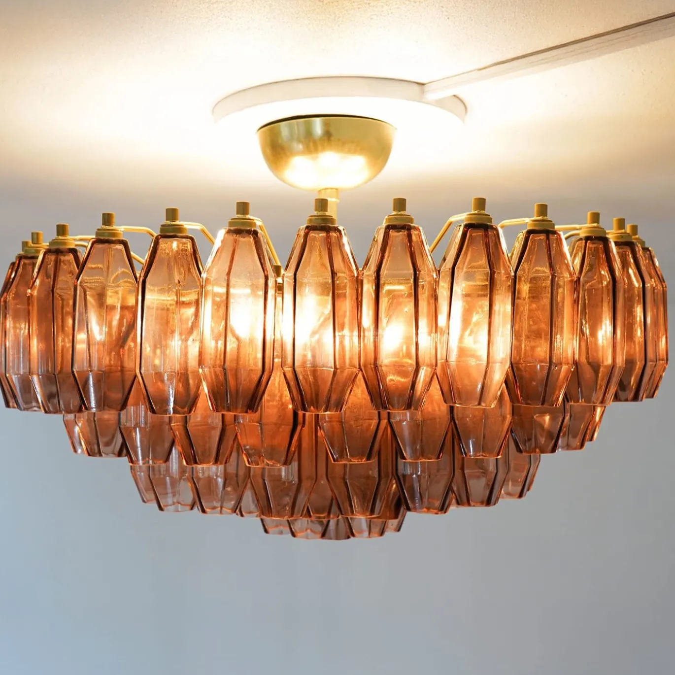 Lampadario in vetro compatto Prismatico 91 Elementi Ametista