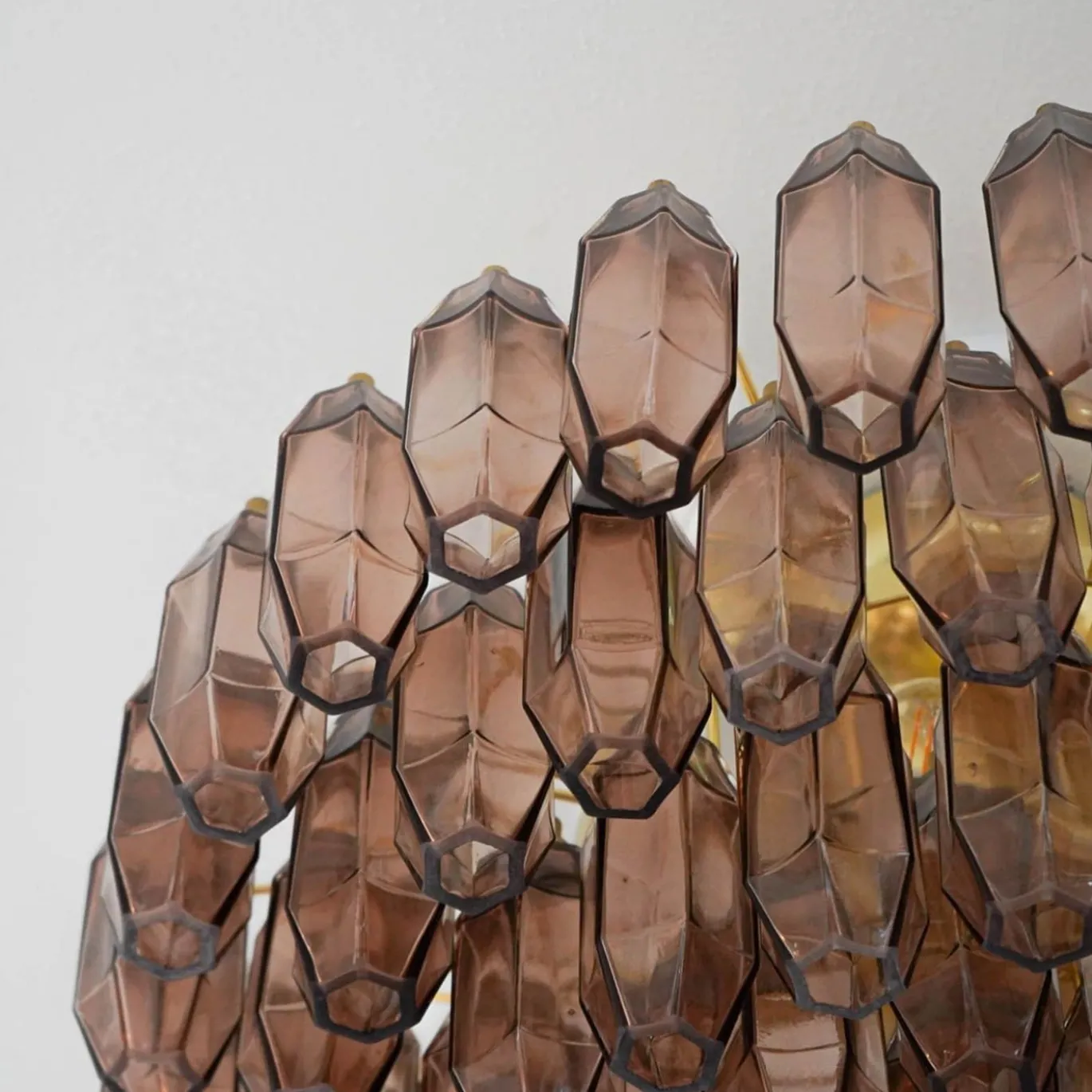 Lampadario in vetro compatto Prismatico 91 Elementi Ametista