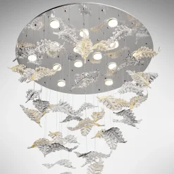 Lampadario in vetro di Murano a foglia
