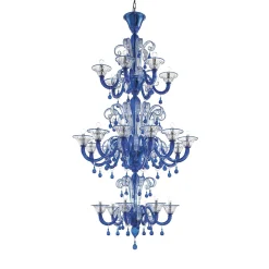 Lampadario in vetro di Murano blu chiaro