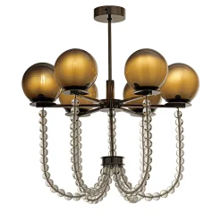 Lampadario in vetro fumé Fontaine di Giorgio Biscaro