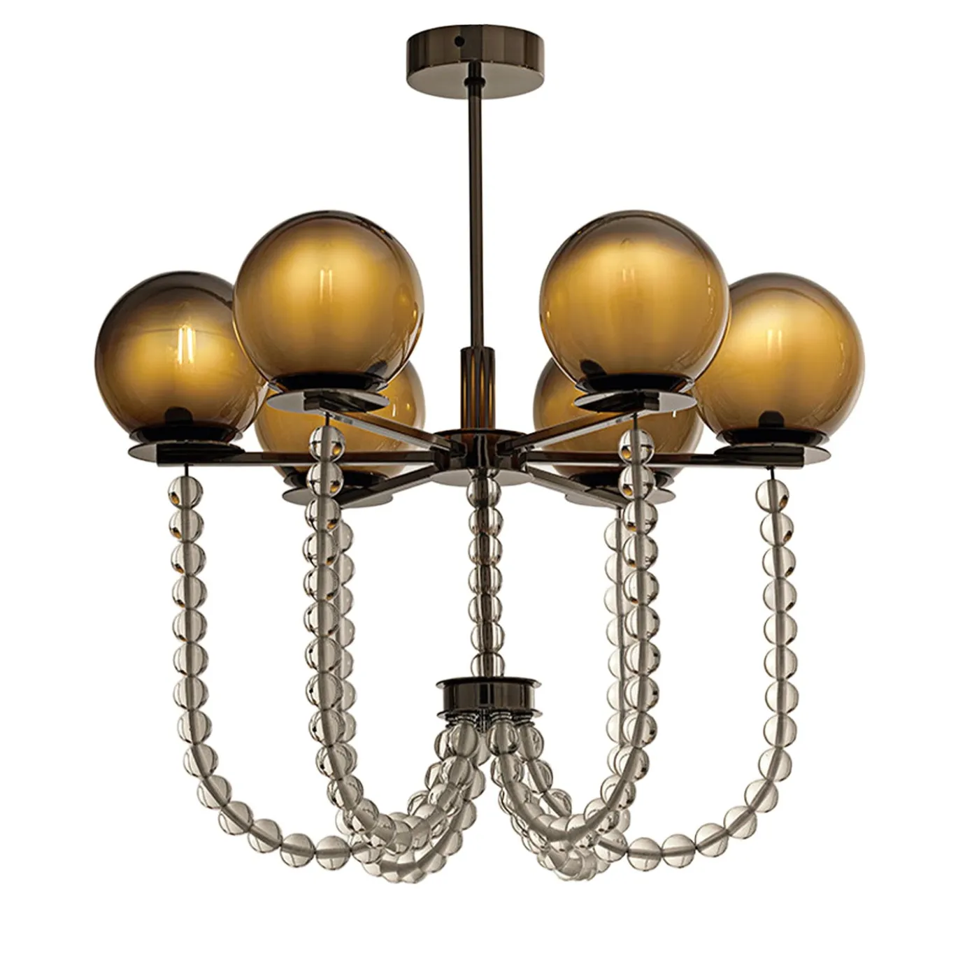 Lampadario in vetro fumé Fontaine di Giorgio Biscaro