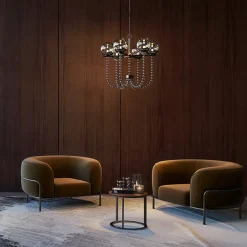 Lampadario in vetro fumé Fontaine di Giorgio Biscaro