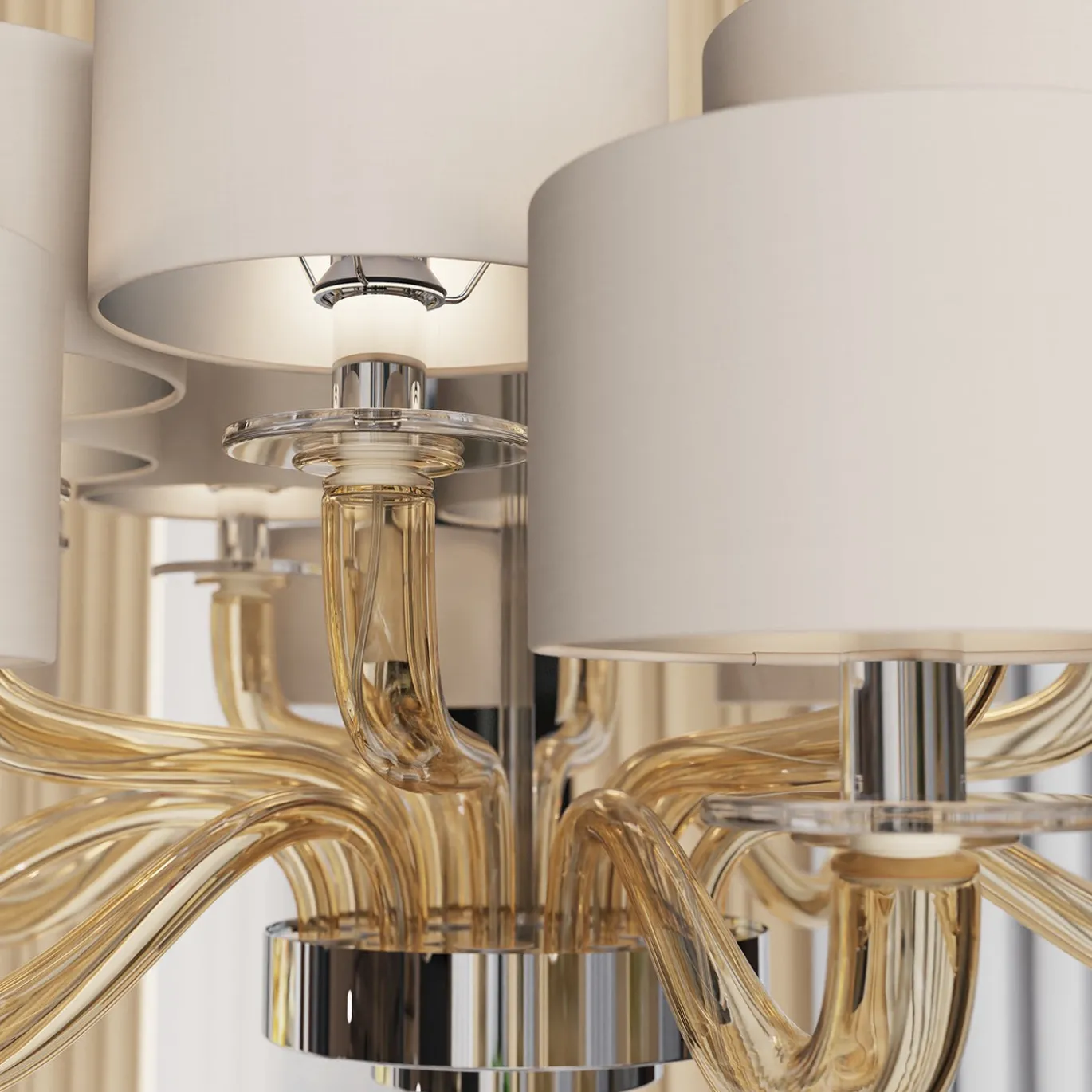 Lampadario in vetro fumé Tiepolo a 12 luci