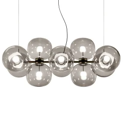 Lampadario in vetro grigio chiaro Jasmine a dieci luci