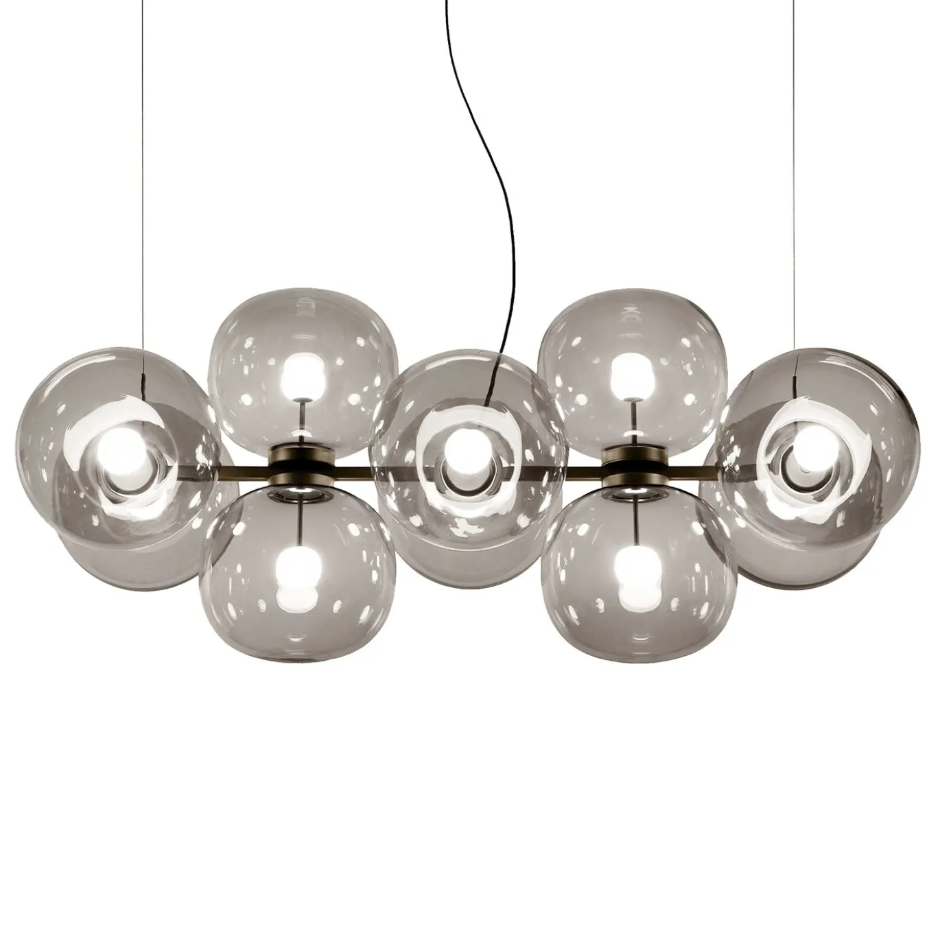 Lampadario in vetro grigio chiaro Jasmine a dieci luci