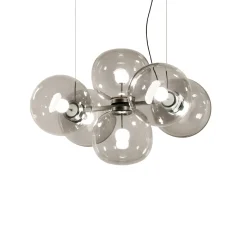Lampadario in vetro grigio chiaro Jasmine a sei luci