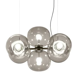 Lampadario in vetro grigio chiaro Jasmine a sei luci