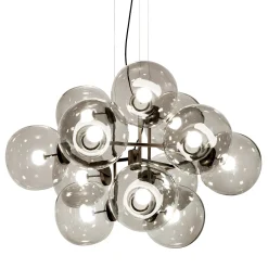 Lampadario in vetro grigio chiaro Jasmine a dodici luci