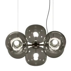 Lampadario in vetro grigio scuro Jasmine a sei luci