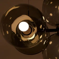 Lampadario in vetro grigio scuro Jasmine a sei luci