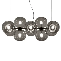 Lampadario in vetro grigio scuro Jasmine con dieci luci