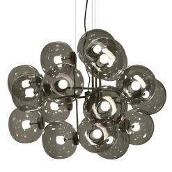 Lampadario in vetro grigio scuro Jasmine diciotto luci