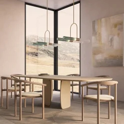 Lampadario in vetro Indigo Fumé e ottone champagne Sb�rlusc di Isacco Brioschi
