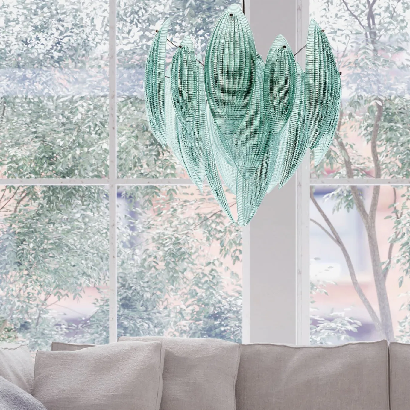 Lampadario in vetro Paradise Aquamarine