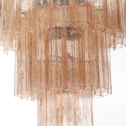 Lampadario in vetro rosa Melba
