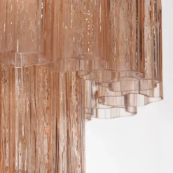 Lampadario in vetro rosa Melba