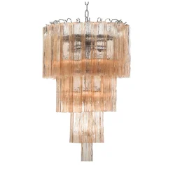 Lampadario in vetro rosa Melba