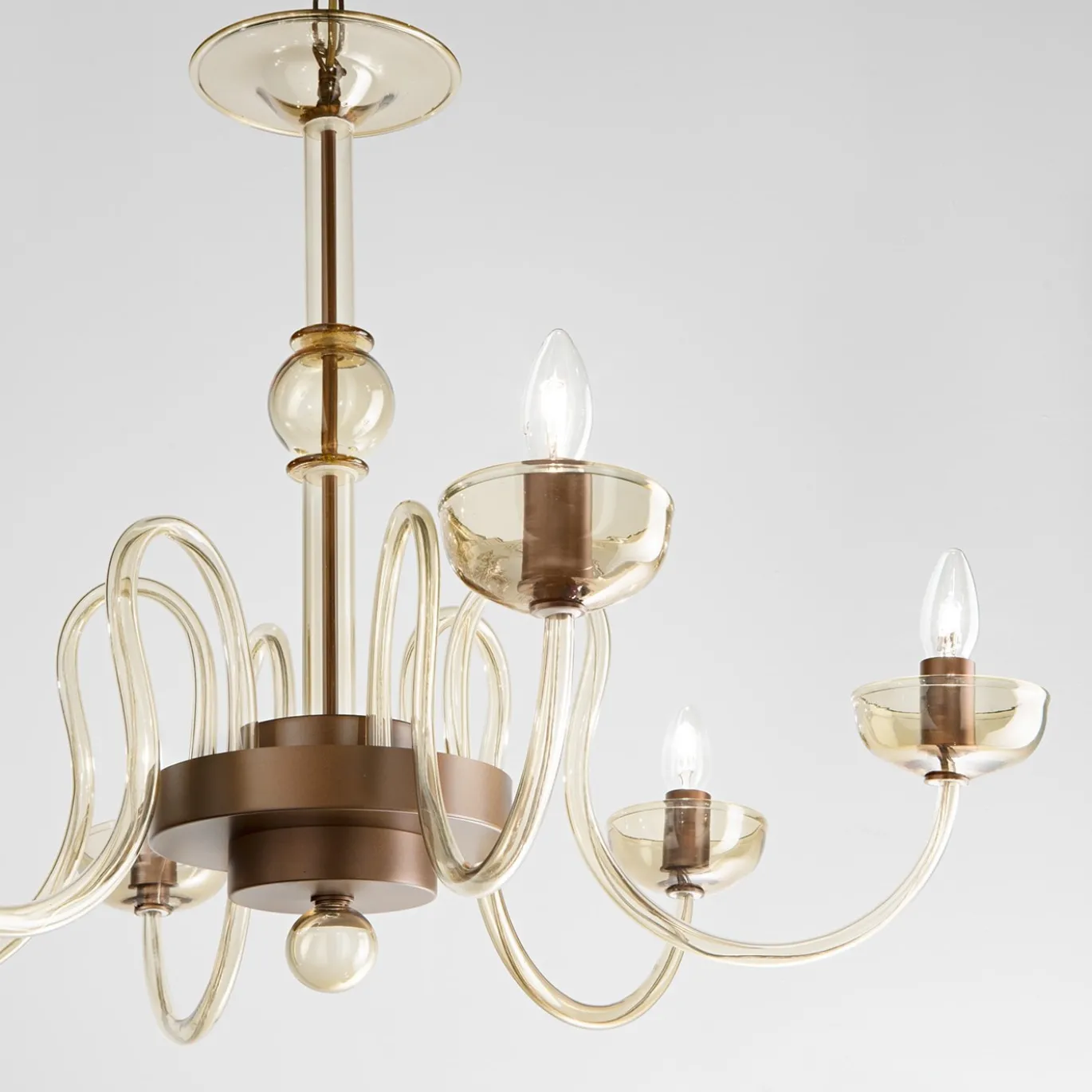 Lampadario in vetro soffiato a bocca Vanessa con 6 luci