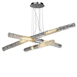 Lampadario In Vetro Trasparente Soffiato