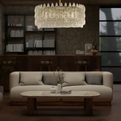 Lampadario in vetro trasparente Poliedri Cristallo