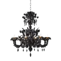Lampadario in vetro veneziano nero Stile veneziano