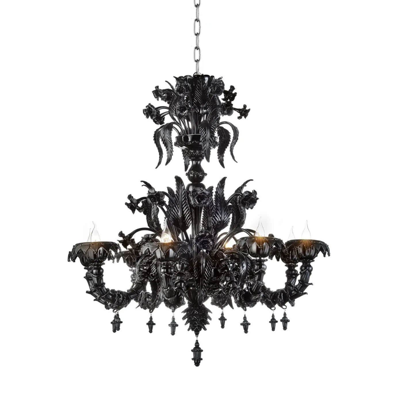Lampadario in vetro veneziano nero Stile veneziano