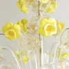Lampadario in vetro Zagara con fiori gialli
