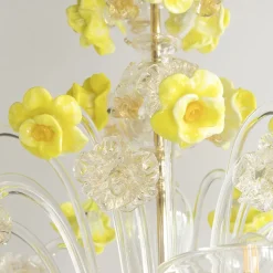 Lampadario in vetro Zagara con fiori gialli