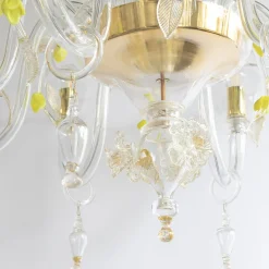 Lampadario in vetro Zagara con fiori gialli