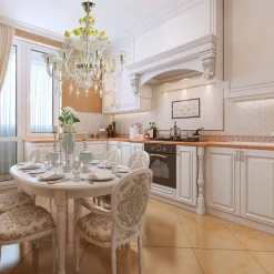 Lampadario in vetro Zagara con fiori gialli