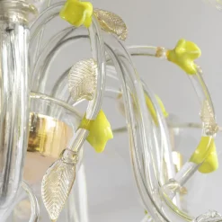 Lampadario in vetro Zagara con fiori gialli
