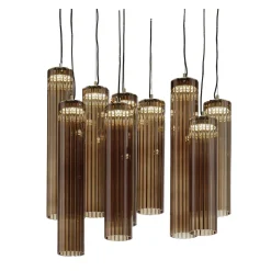 Lampadario Itala S9 in vetro borosilicato marrone