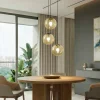 Lampadario Jasmine a cluster con tre luci in vetro champagne