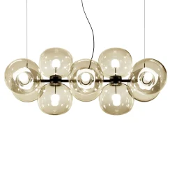Lampadario Jasmine a dieci luci in vetro champagne