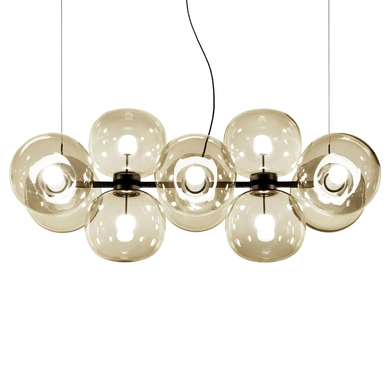 Lampadario Jasmine a dieci luci in vetro champagne