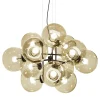 Lampadario Jasmine con dodici luci in vetro champagne