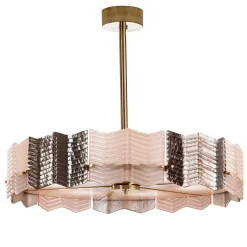 Lampadario Kate a 6 luci rosa e argento