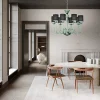 Lampadario Katerina a 8 Luci in Vetro Soffiato Verde