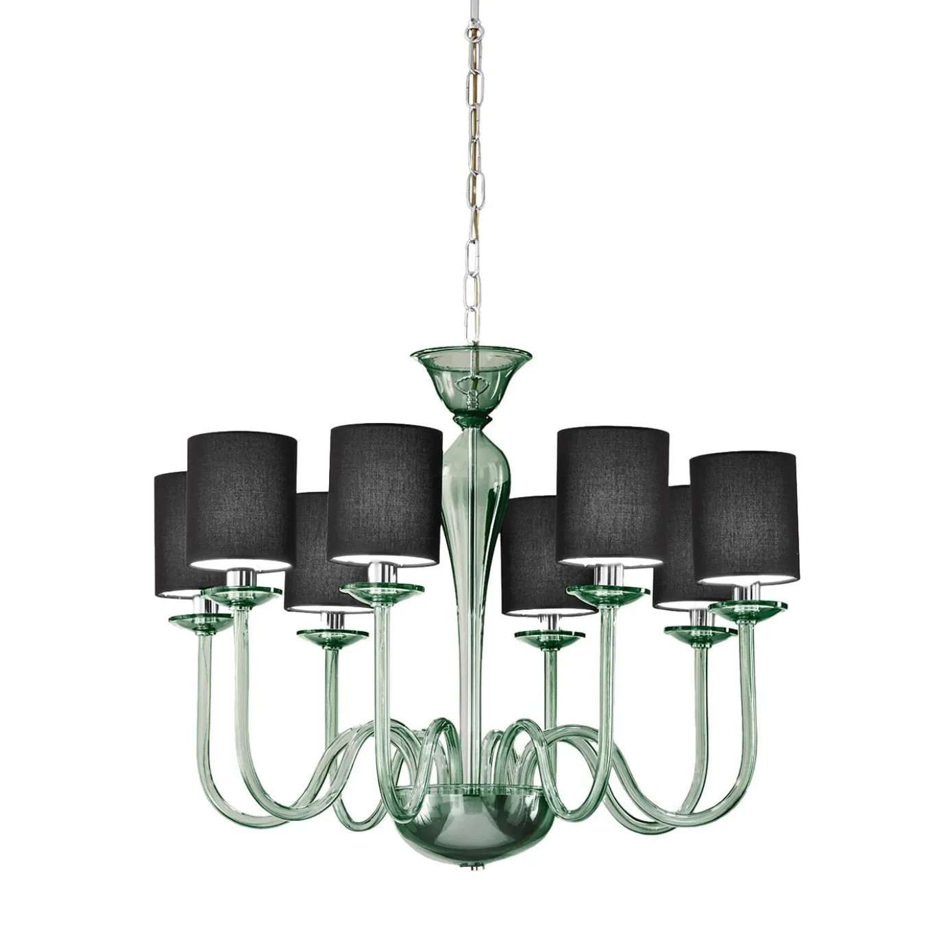 Lampadario Katerina a 8 Luci in Vetro Soffiato Verde