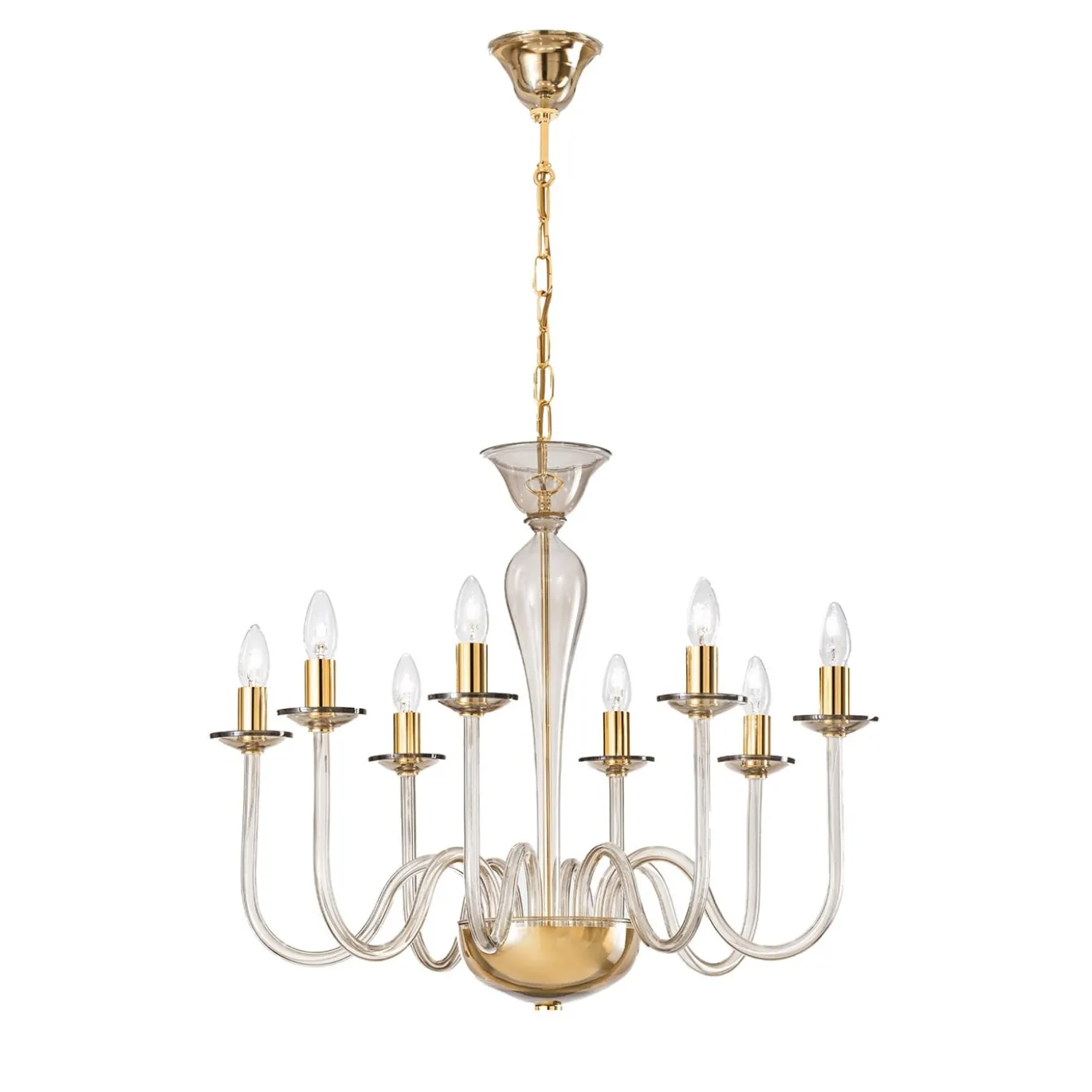 Lampadario Katerina a 8 Luci in Vetro Soffiato Fumé